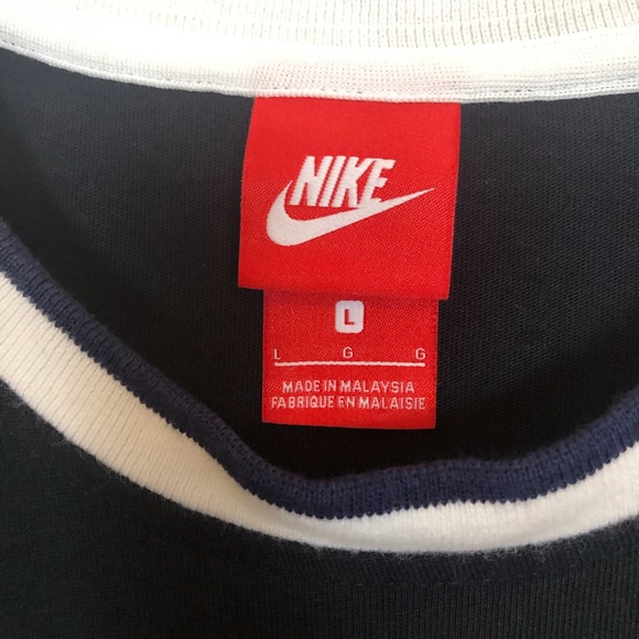 Nike Black & White Cropped Ringer T-Shirt, L - Picture 5 of 6